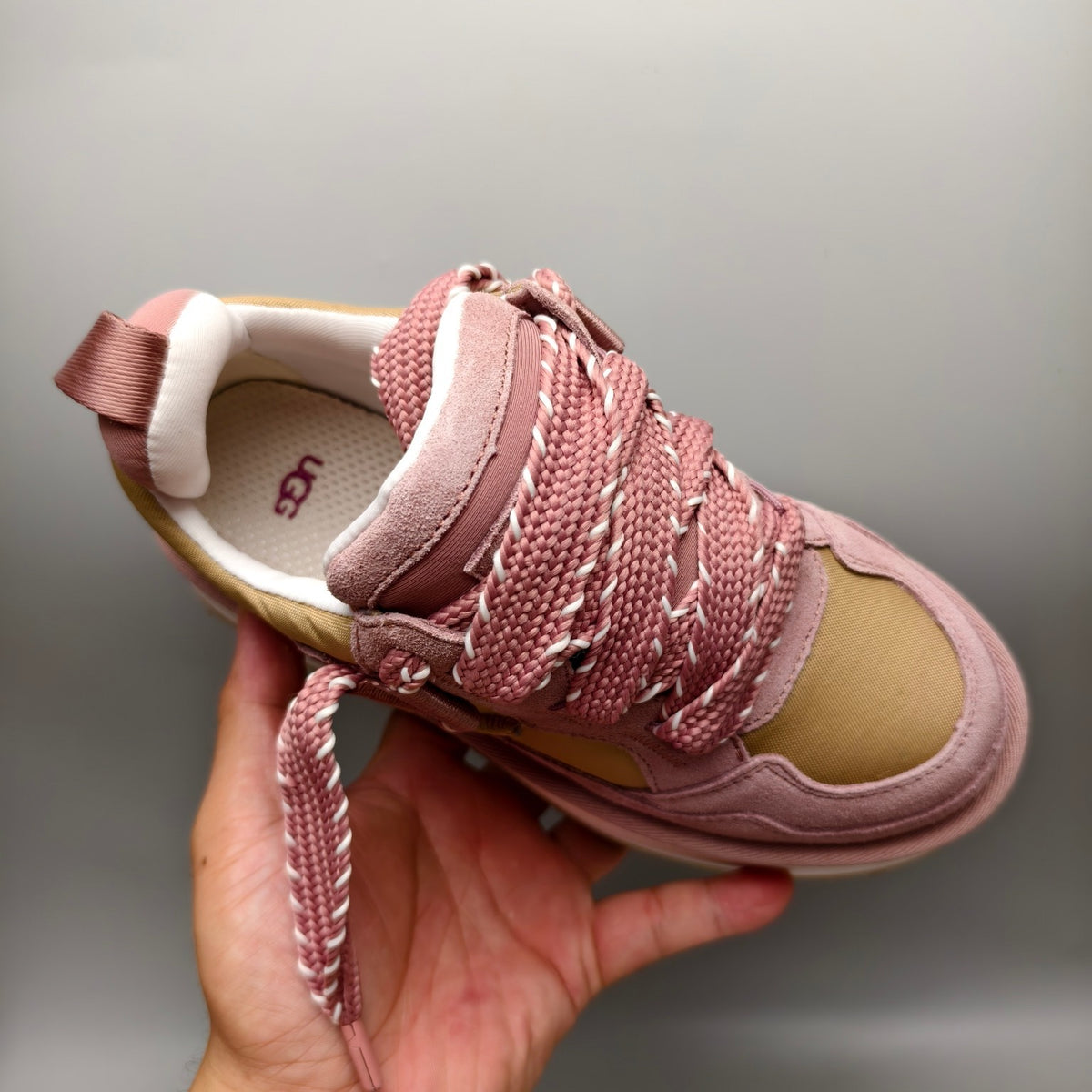 Pink Chunky Platform Lace-Up Sneakers | 1541