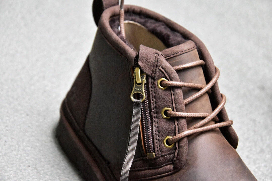 Men's Crazy Horse Leather Zip-Up Shoes | 3883