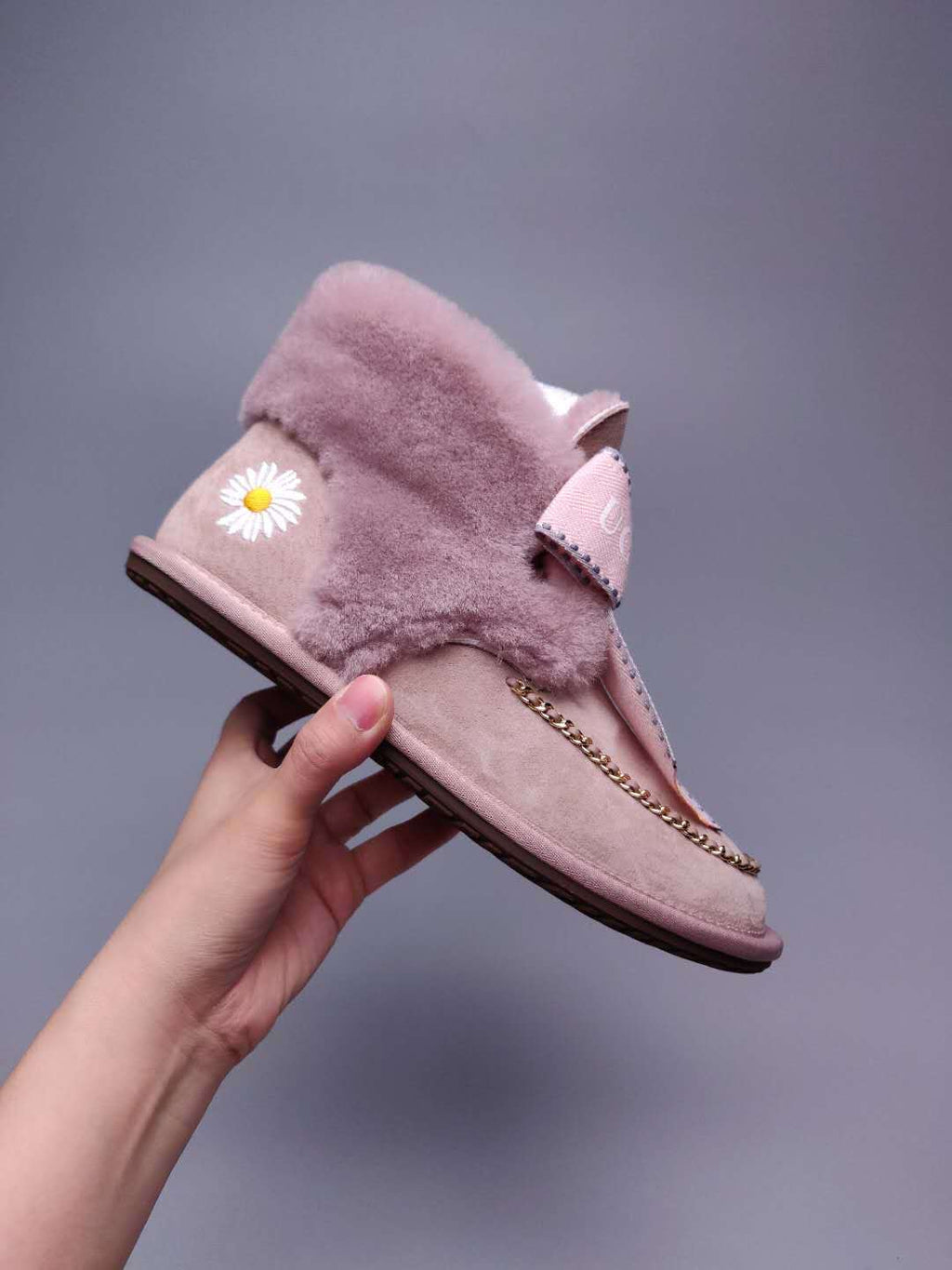 Dusk Pink Daisy Chain & Ribbon Detail Shoes | Style 7888