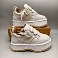 White Chunky Platform Lace-Up Sneakers | 1541