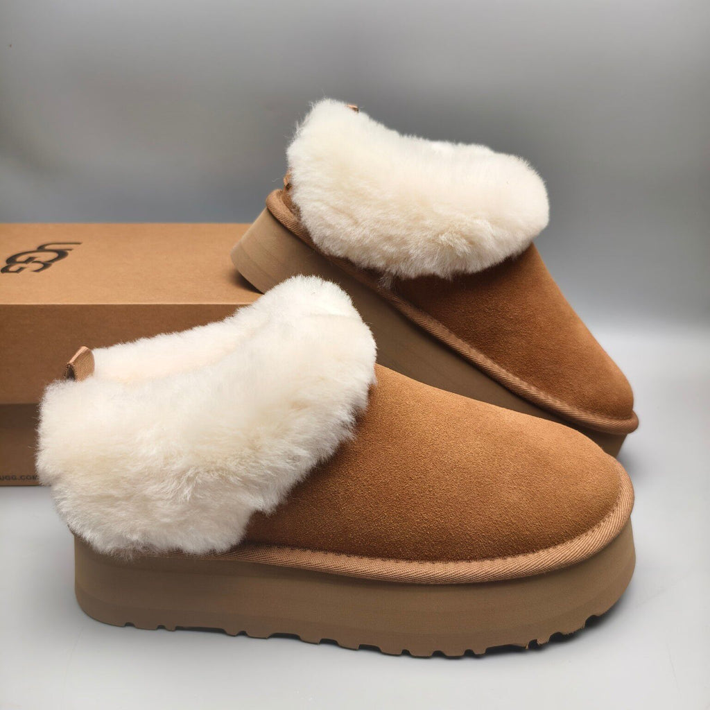 Chestnut Platform Slip-On Shoes with Suede-Look Finish | 1393