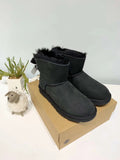 Black Bow-Detail Shimmer Moccasins | 2938