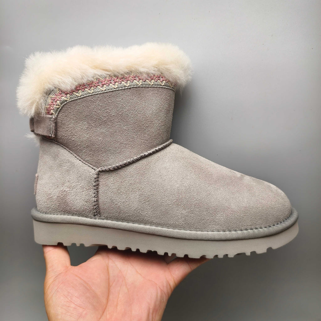 Gray Folk-Inspired Shoes with Back Strap | 4517