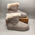Gray Folk-Inspired Shoes with Back Strap | 4517