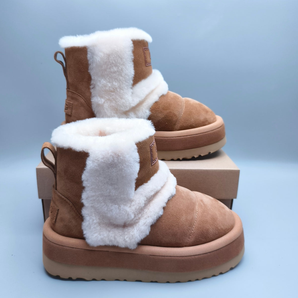 Chestnut Mid-Top Casual Shoes with Caterpillar-Inspired Platform Sole | 3316