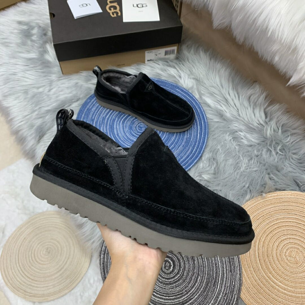 Men's Black Low-Top Slip-On Shoes | 3455