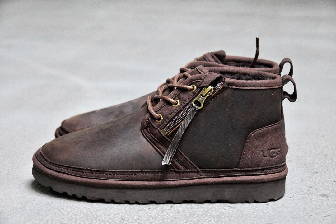 Men's Crazy Horse Leather Zip-Up Shoes | 3883