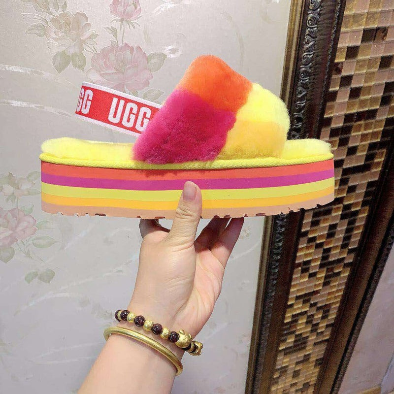 Yellow Colorblock Platform Sandals | 3490