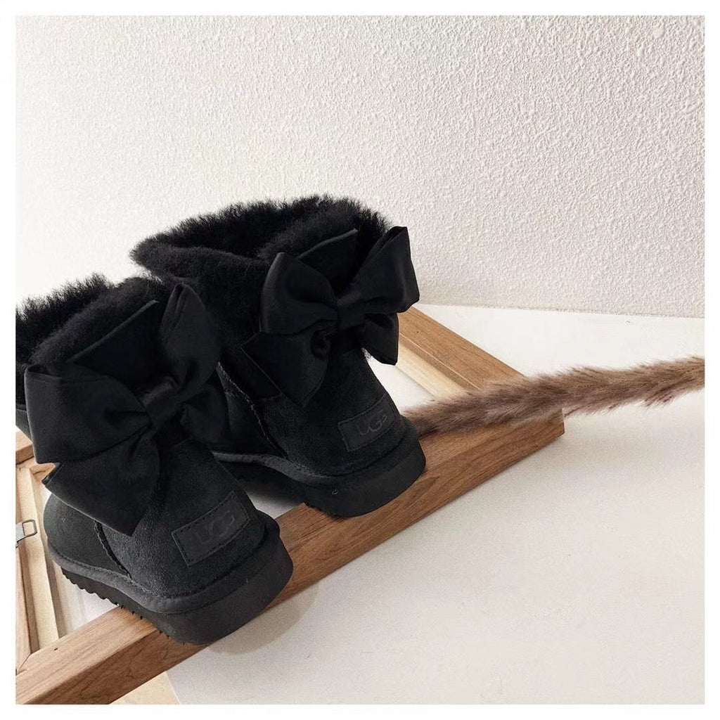 Black Bow-Detail Ankle Boots | 3130