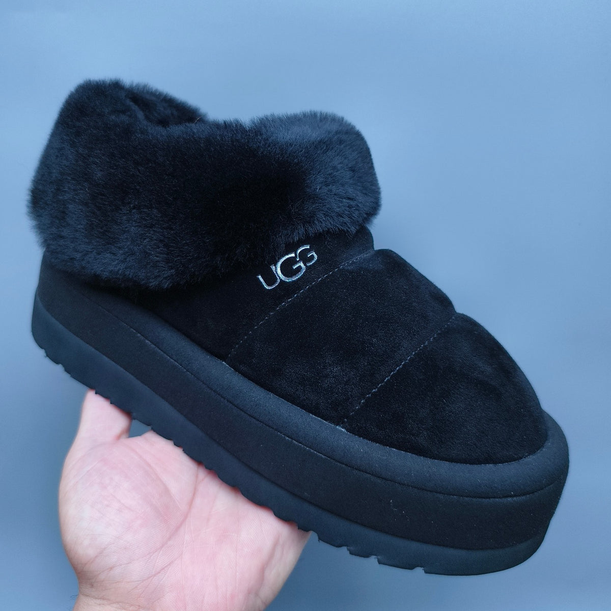 Black Platform Slip-On Casual Shoes | Style 6390