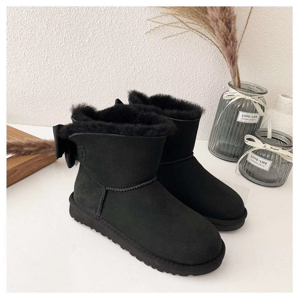 Black Bow-Detail Ankle Boots | 3130