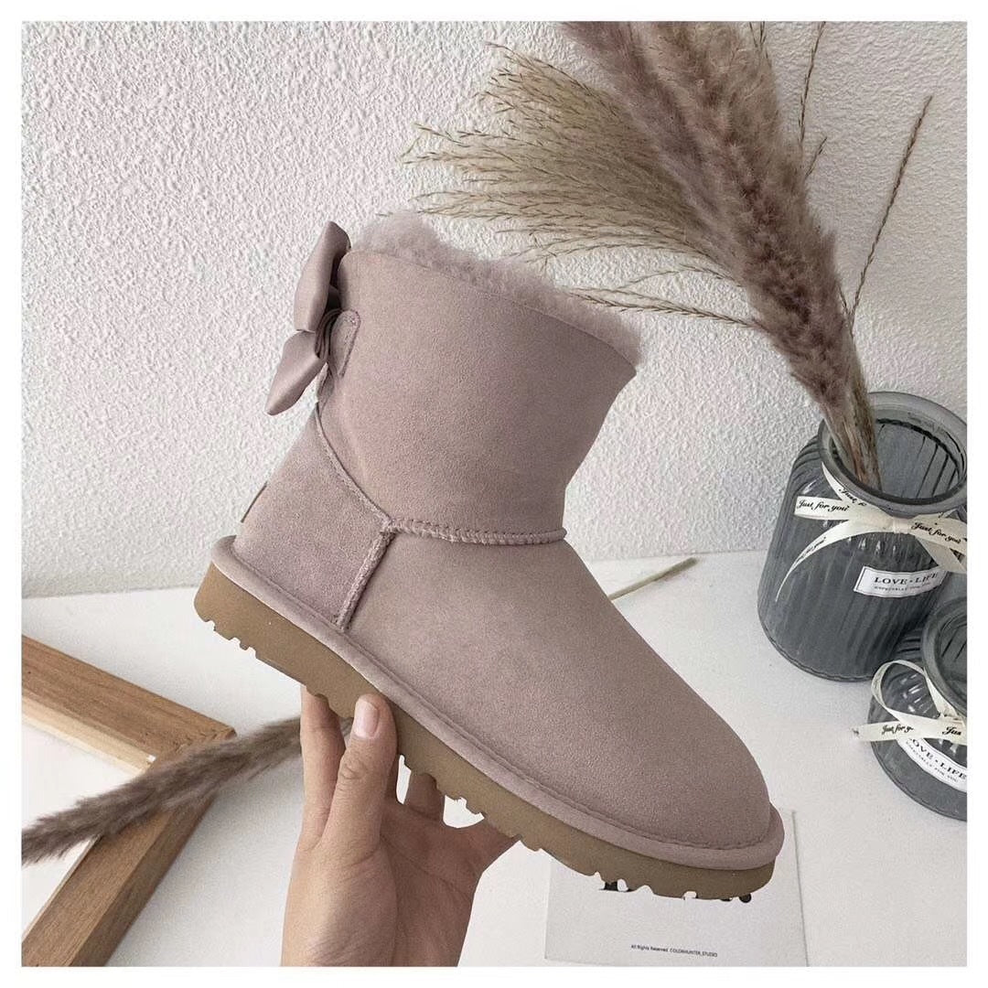 Twilight Pink Bow-Detail Ankle Boots | 3130