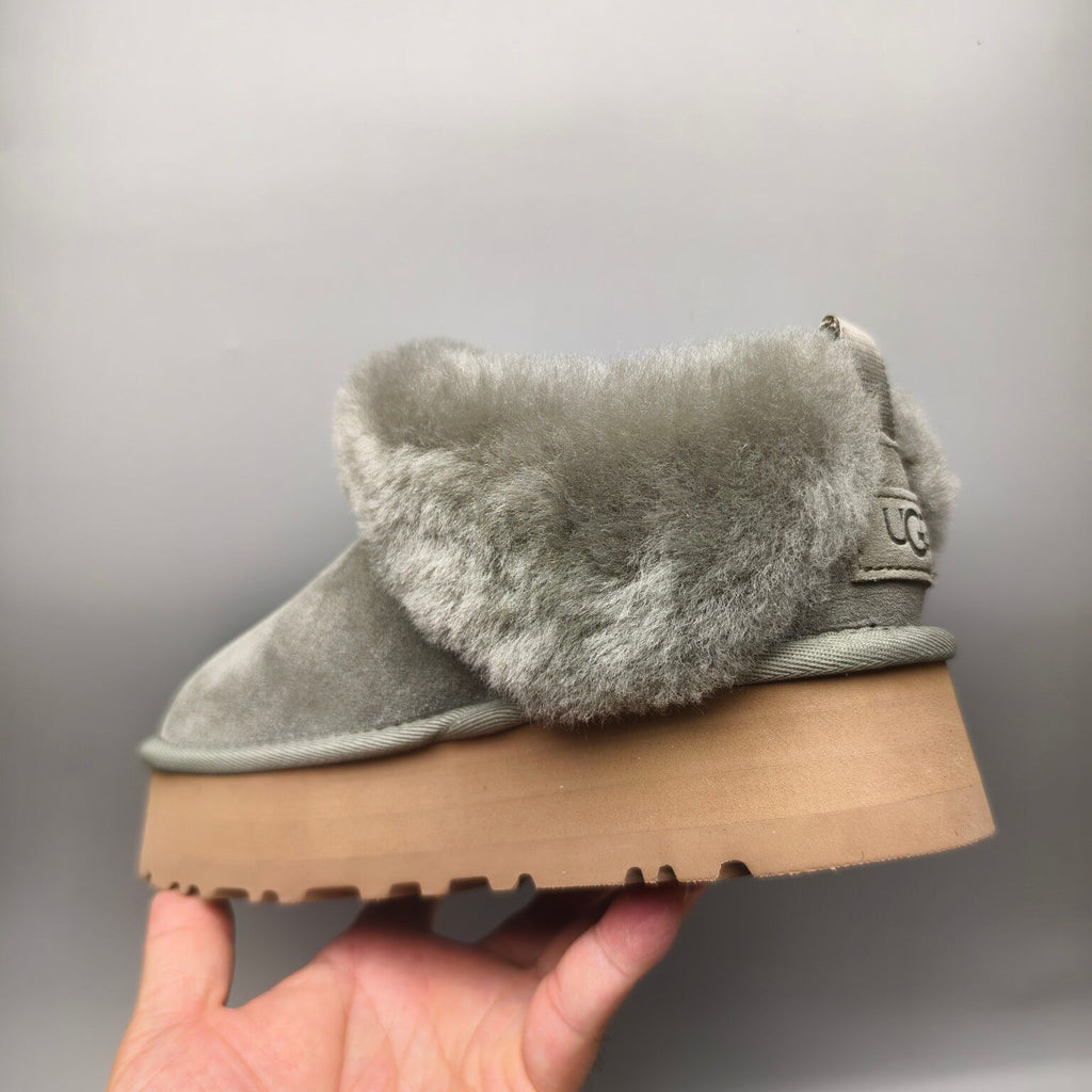 Green Platform Slip-On Shoes with Suede-Look Finish | 1393