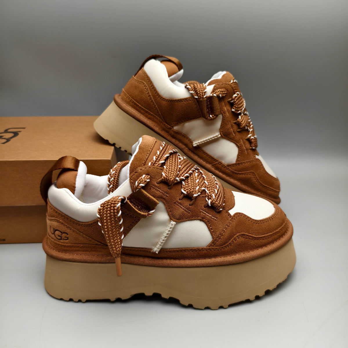 Chestnut Chunky Platform Lace-Up Sneakers | 1541