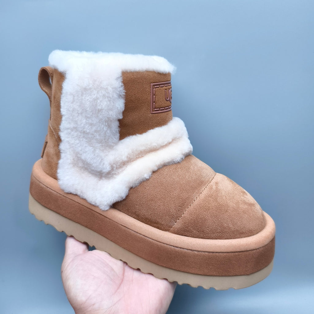 Chestnut Mid-Top Casual Shoes with Caterpillar-Inspired Platform Sole | 3316