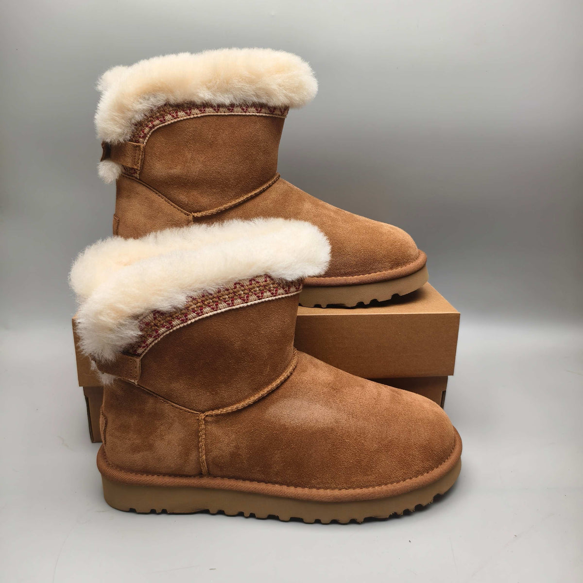 Chestnut Folk-Inspired Shoes with Back Strap | 4517