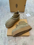 Folk-Inspired Suede Winter Boots with Wool Sock Cuffs | 1125956