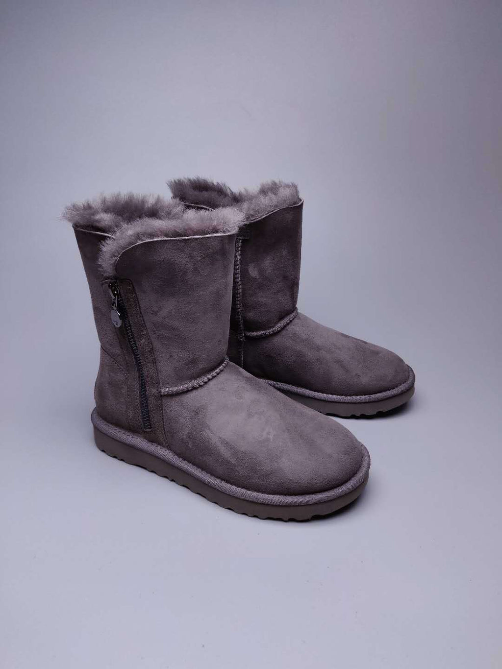 Gray Side-Zip Mid-Calf Boots | 2480