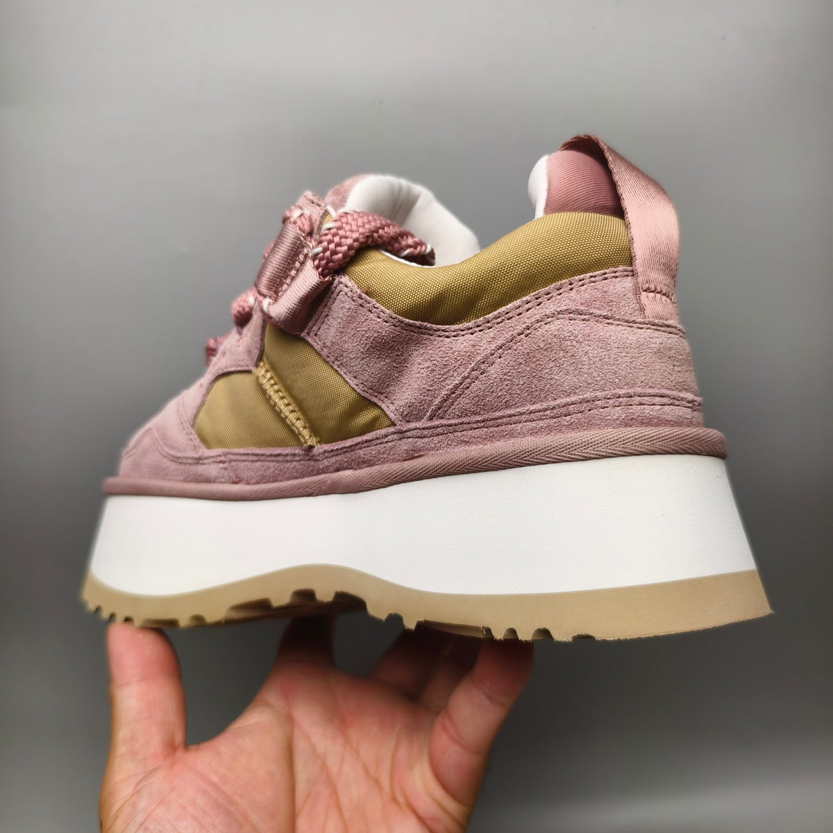 Pink Chunky Platform Lace-Up Sneakers | 1541