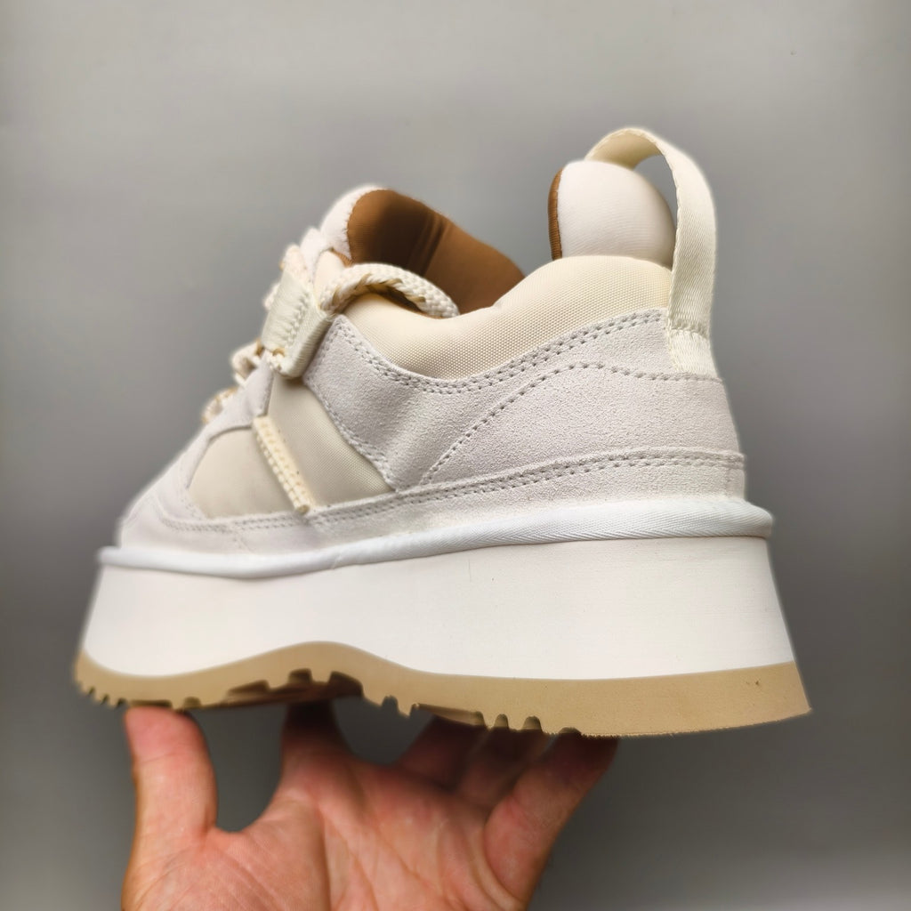White Chunky Platform Lace-Up Sneakers | 1541