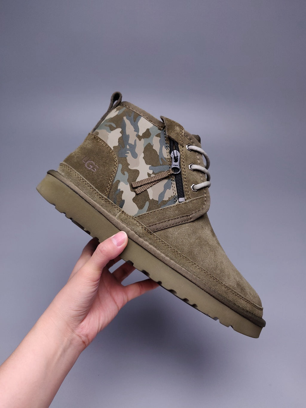 Men's Army Green Colorblock Camouflage Shoes | 4193