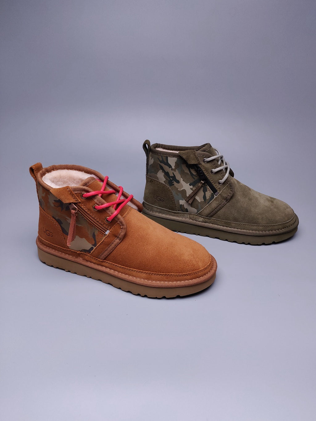 Men's Army Green Colorblock Camouflage Shoes | 4193