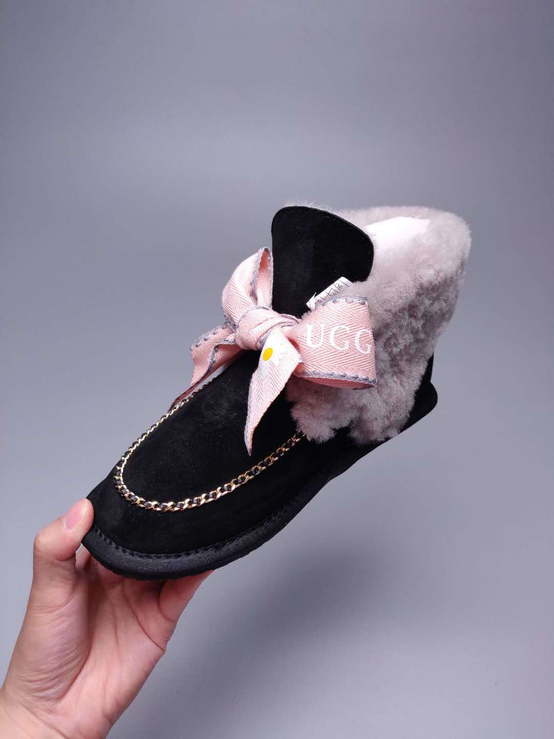 Black Daisy Chain & Ribbon Detail Shoes | Style 7888