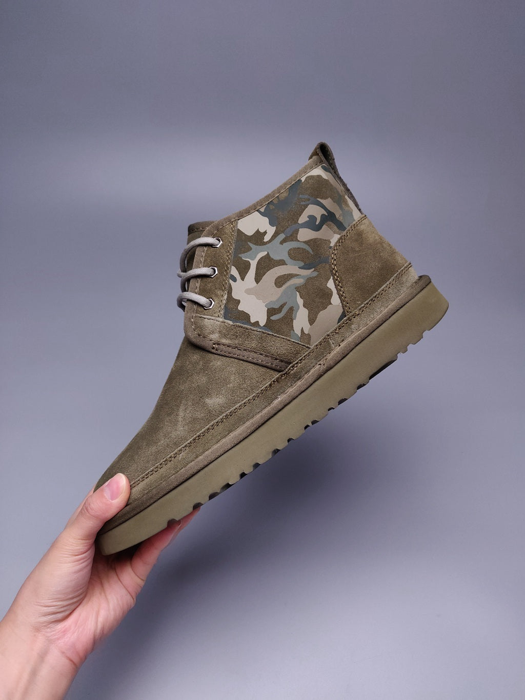 Men's Army Green Colorblock Camouflage Shoes | 4193