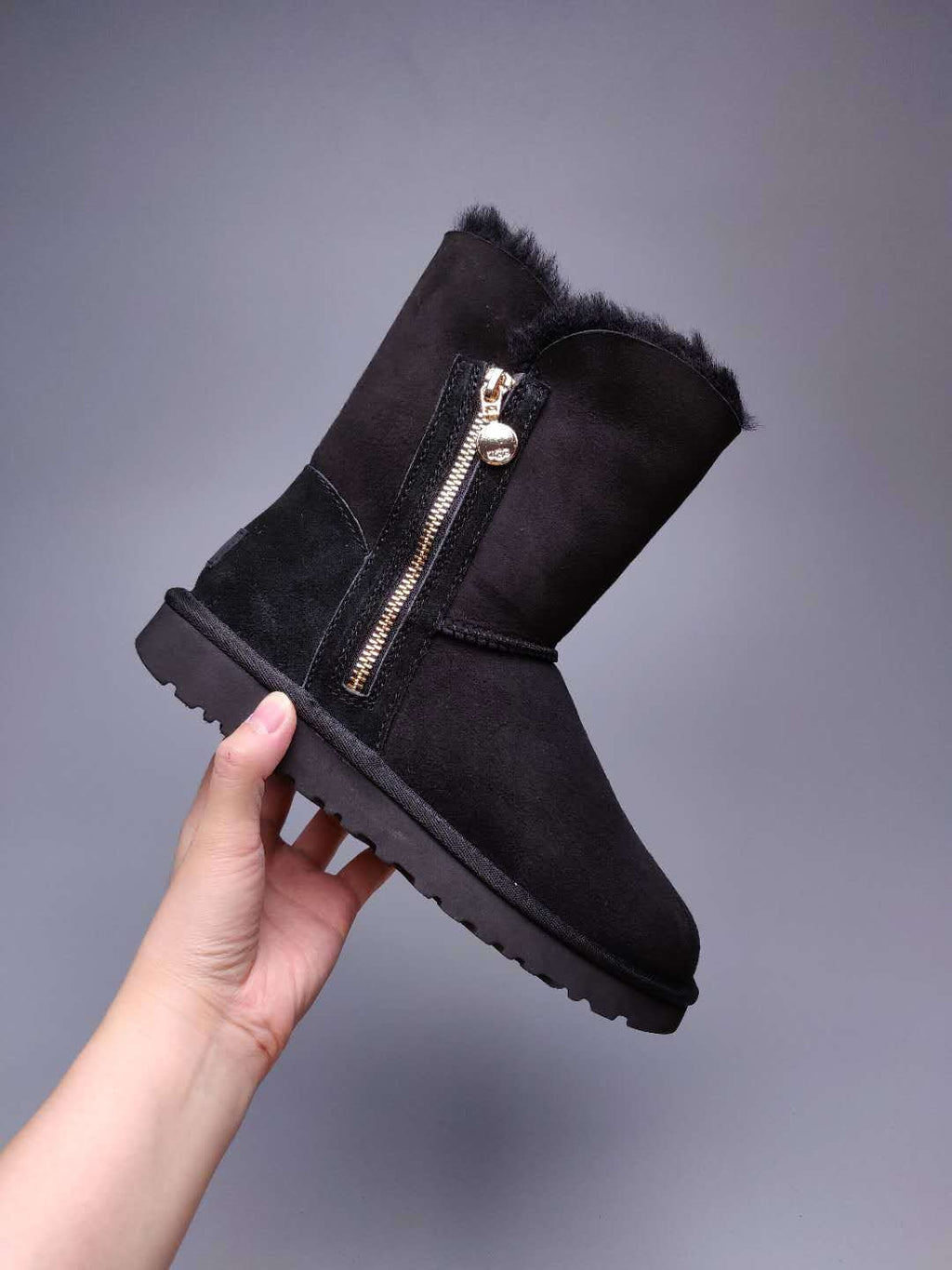 Black Side-Zip Mid-Calf Boots | 2480