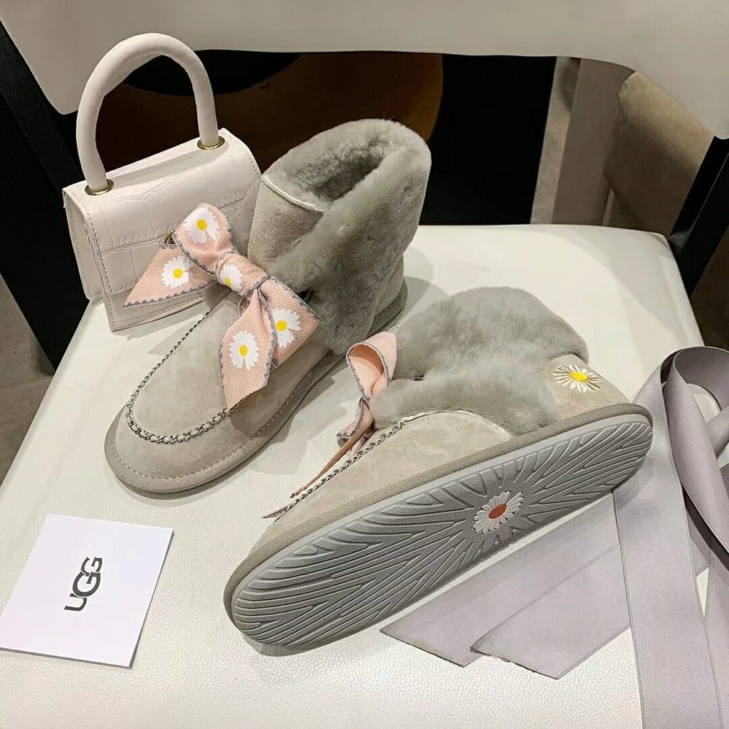 Gray Daisy Chain & Ribbon Detail Shoes | Style 7888