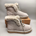 Gray Lace-Up Mid-Calf Casual Boots | 4576