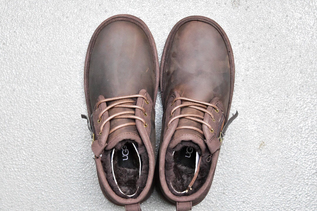 Men's Crazy Horse Leather Zip-Up Shoes | 3883