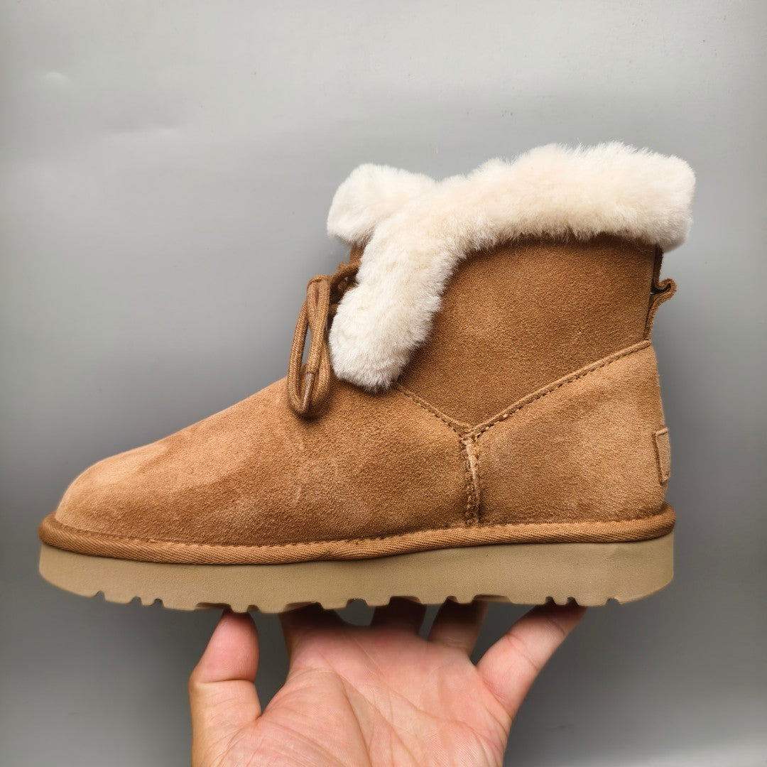 Chestnut Lace-Up Mid-Calf Casual Boots | 4576