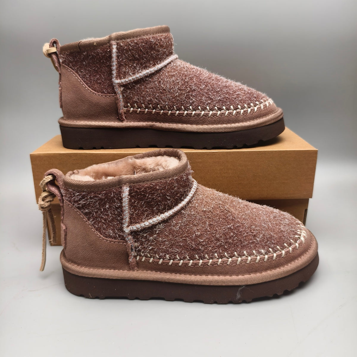 Brown Suede-Look Shoes with Back Strap | 1538