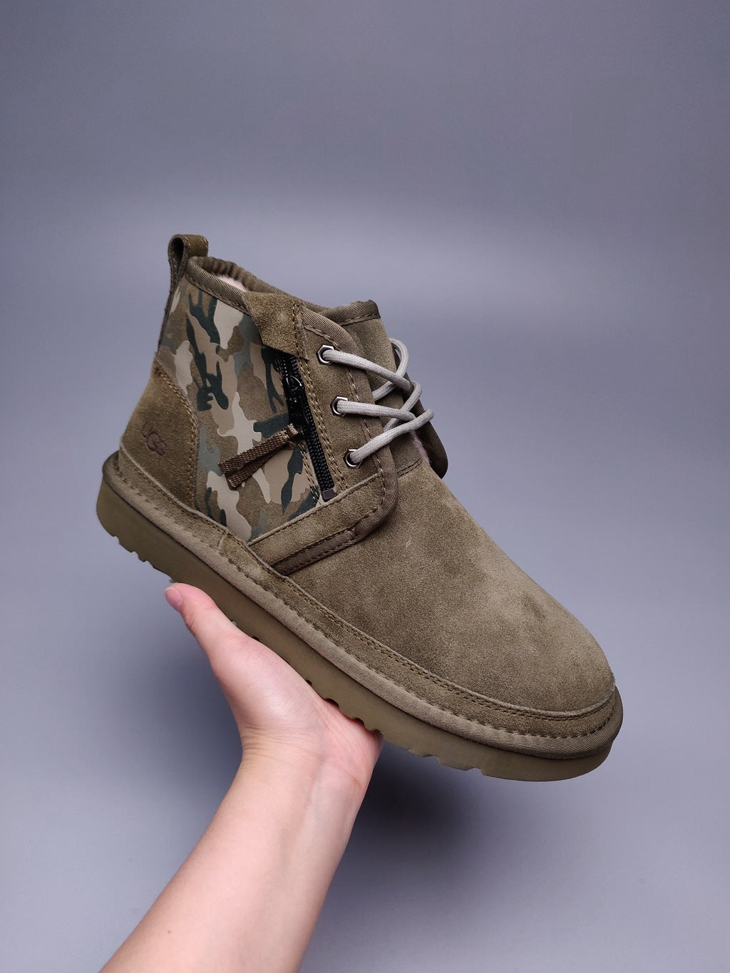 Men's Army Green Colorblock Camouflage Shoes | 4193