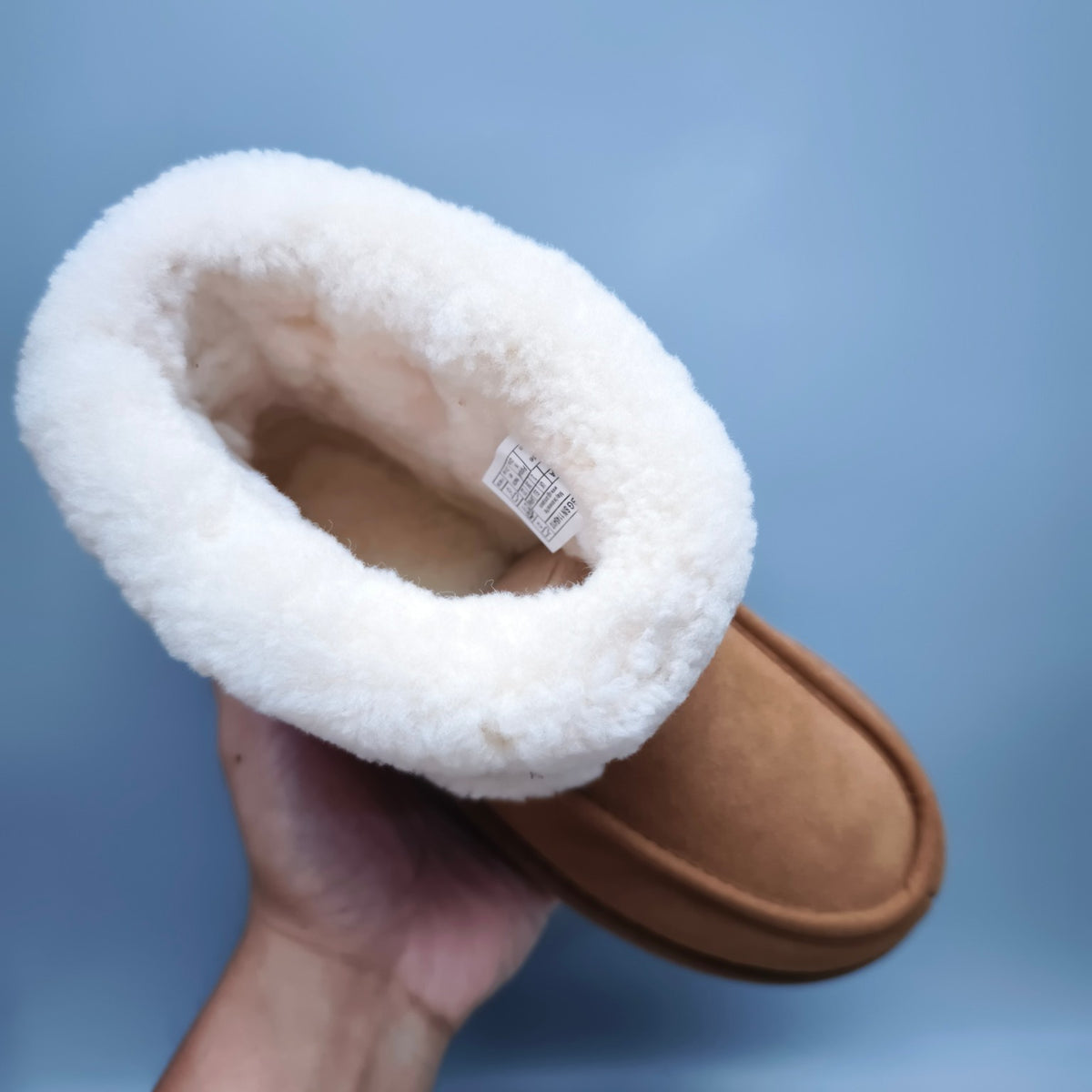 Chestnut Curly-Textured Mid-Top Boots with Oversized Logo | 5410