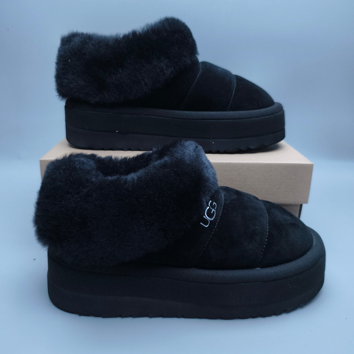 Black Platform Slip-On Casual Shoes | Style 6390