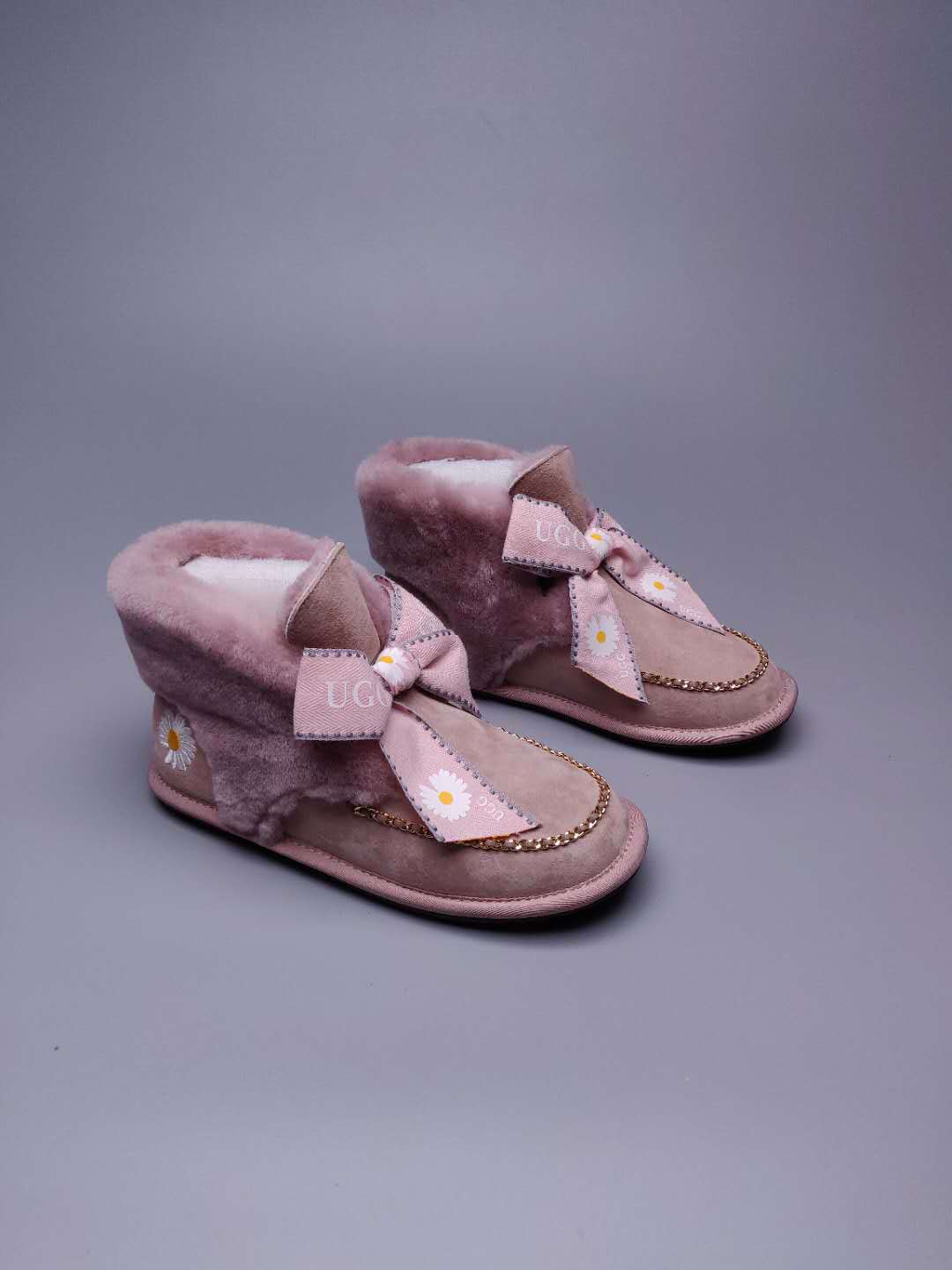 Dusk Pink Daisy Chain & Ribbon Detail Shoes | Style 7888