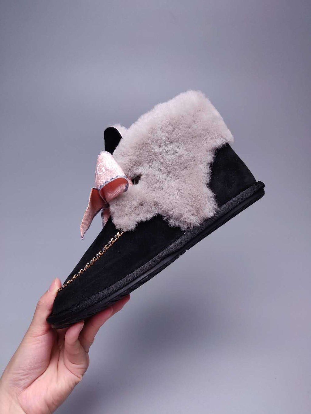 Black Daisy Chain & Ribbon Detail Shoes | Style 7888