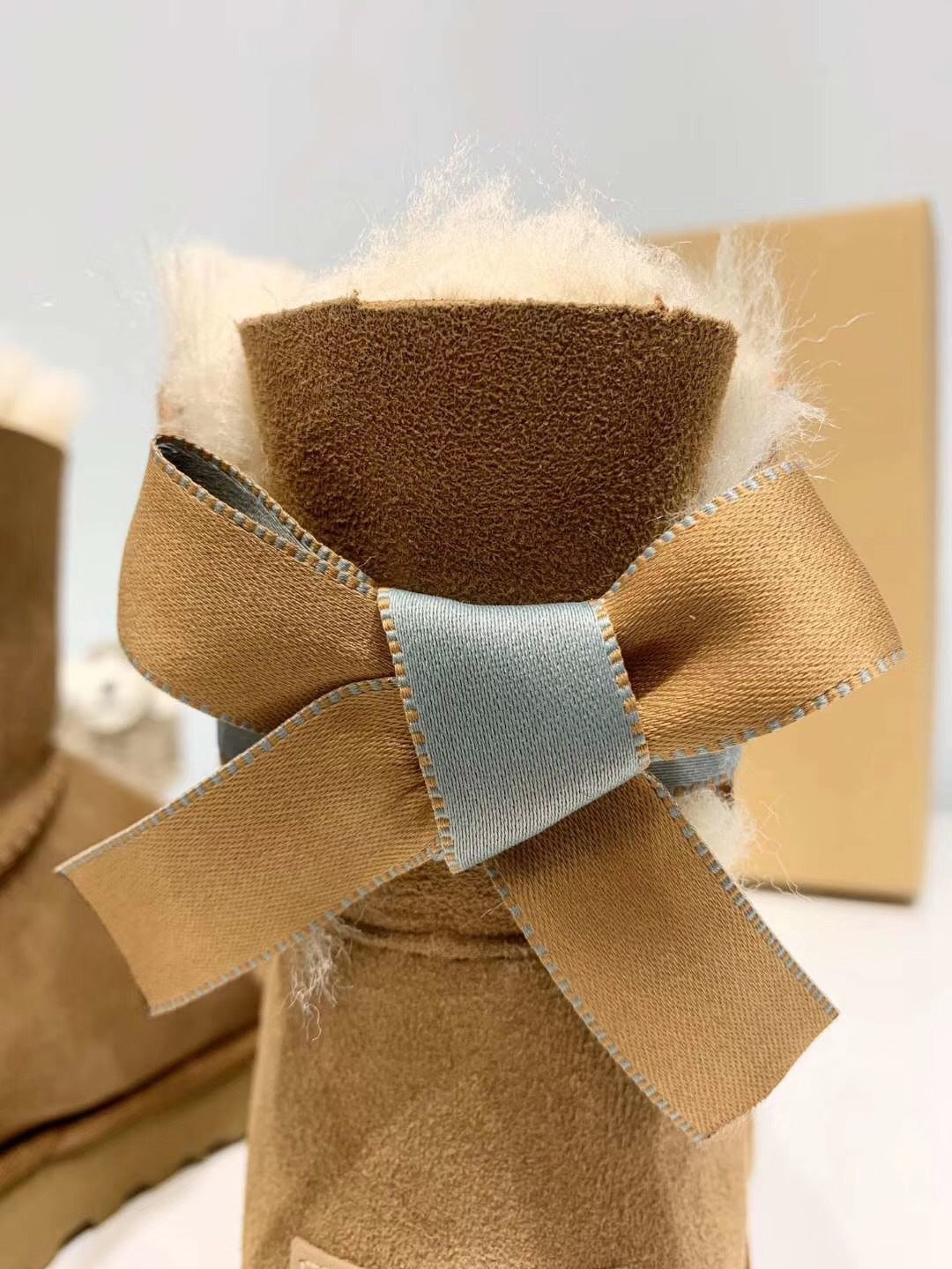 Chestnut Bow-Detail Shimmer Moccasins | 2938