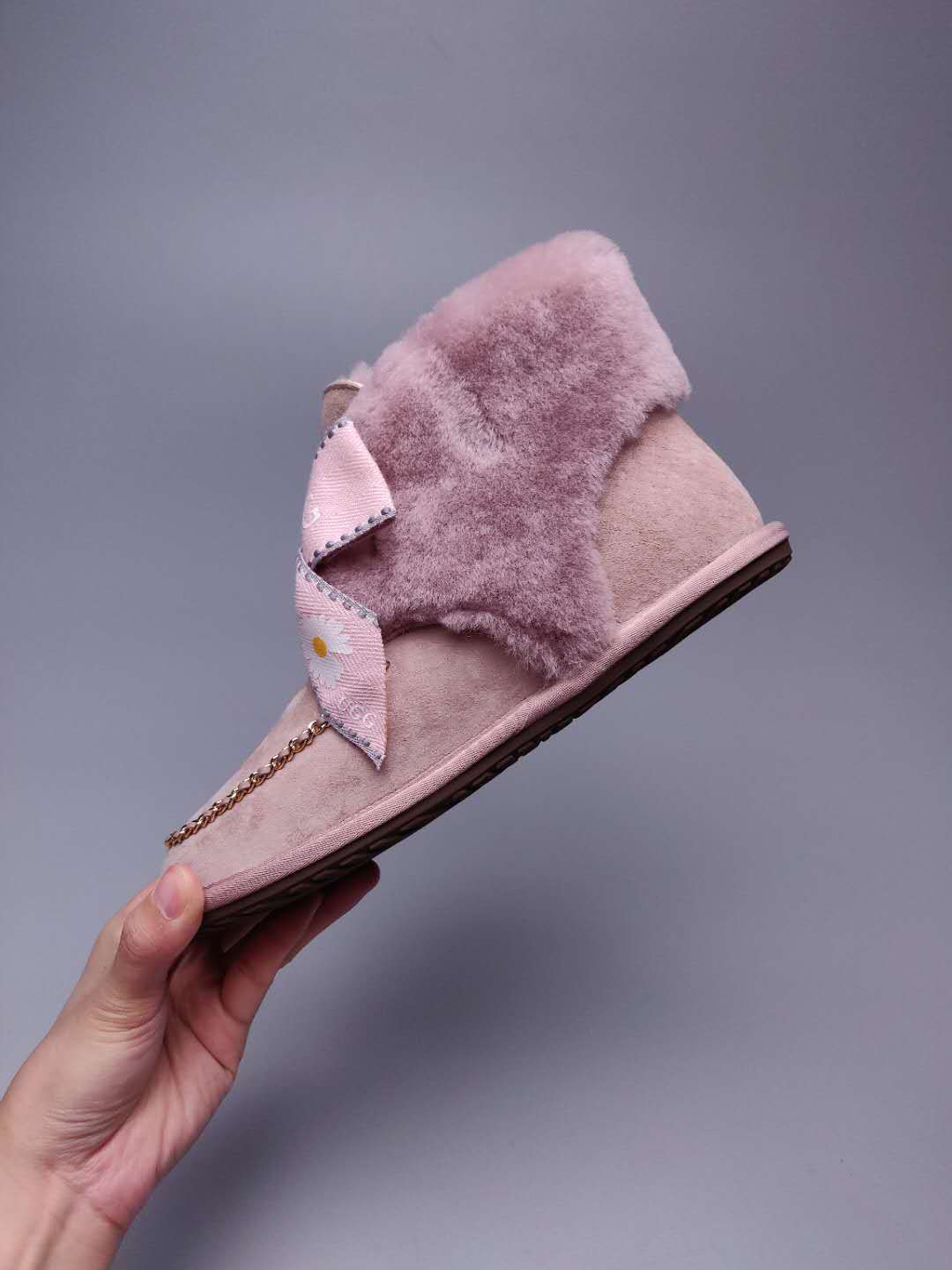 Dusk Pink Daisy Chain & Ribbon Detail Shoes | Style 7888
