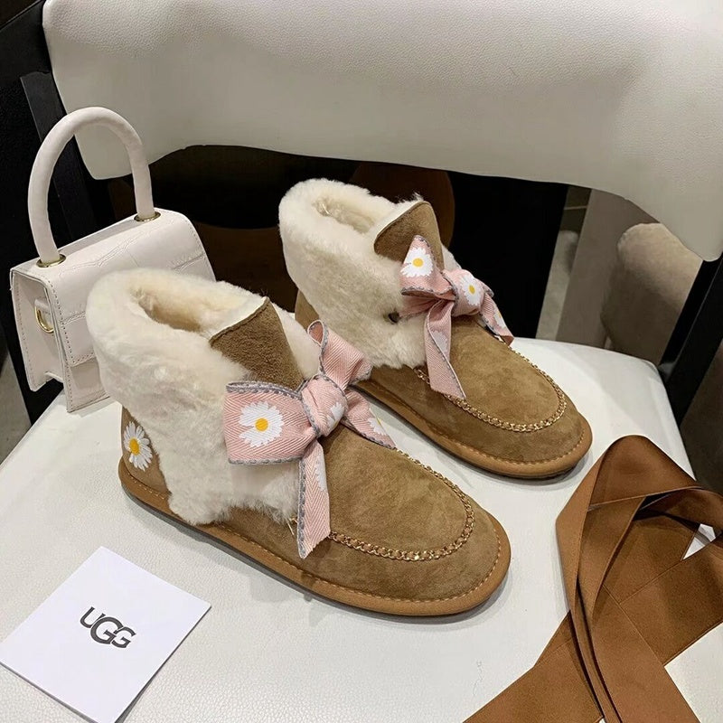 Chestnut Daisy Chain & Ribbon Detail Shoes | Style 7888