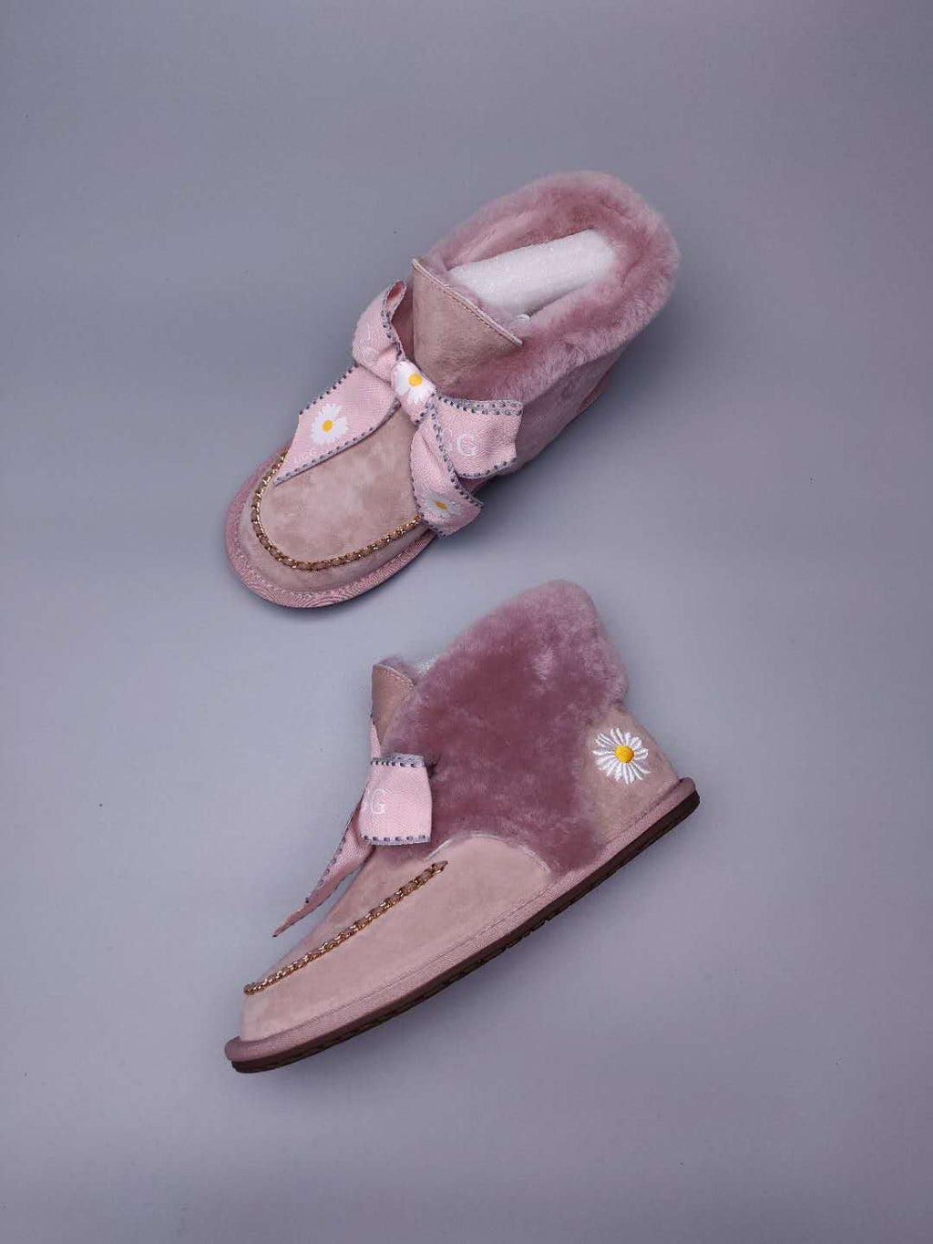 Dusk Pink Daisy Chain & Ribbon Detail Shoes | Style 7888