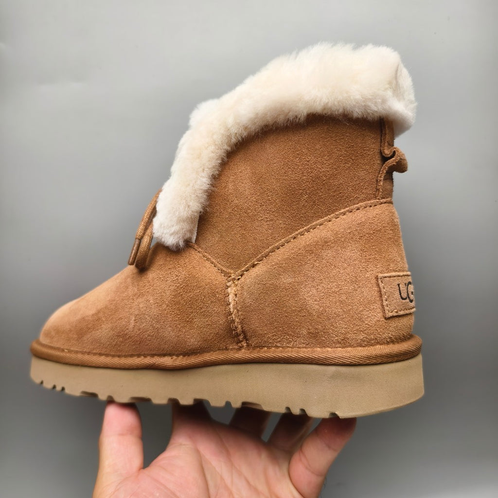 Chestnut Lace-Up Mid-Calf Casual Boots | 4576