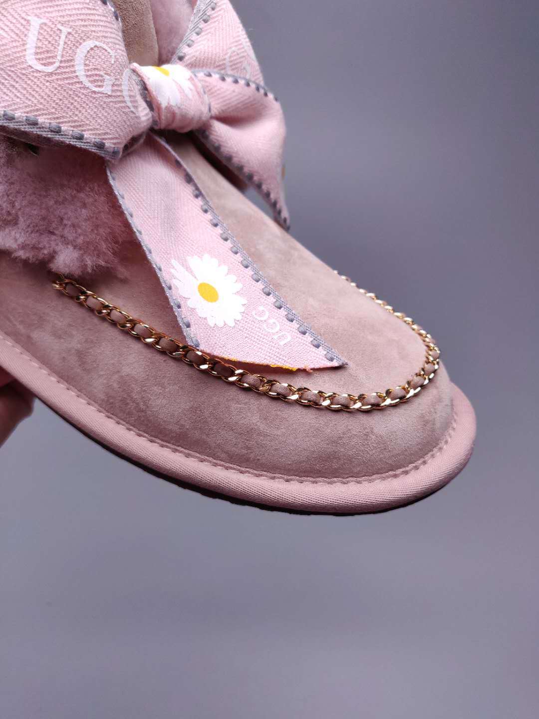 Dusk Pink Daisy Chain & Ribbon Detail Shoes | Style 7888