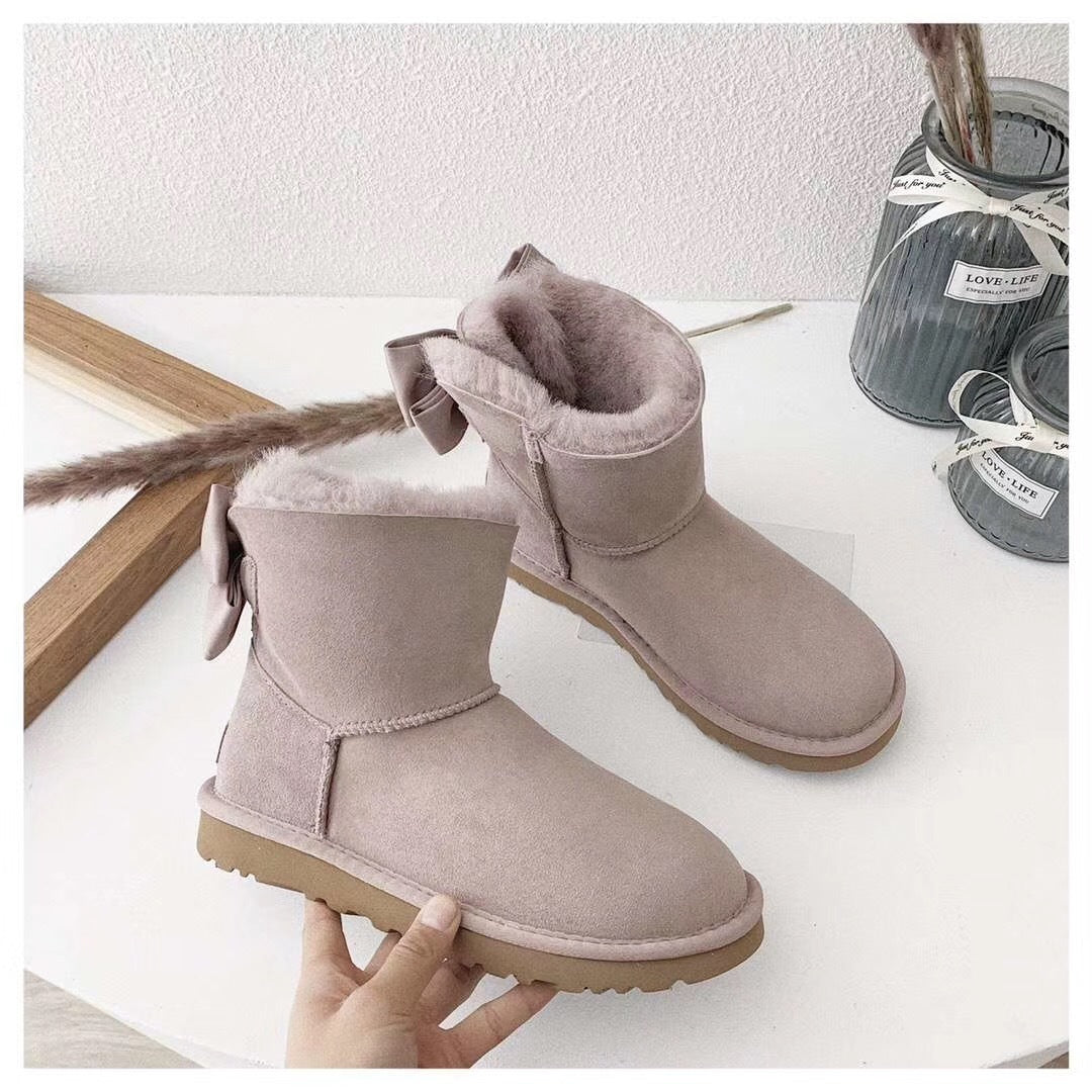 Twilight Pink Bow-Detail Ankle Boots | 3130