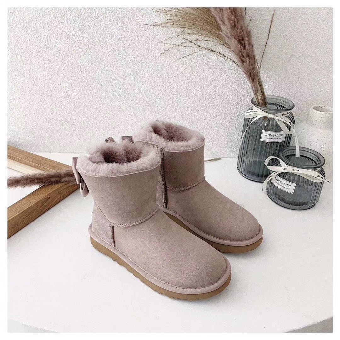 Twilight Pink Bow-Detail Ankle Boots | 3130