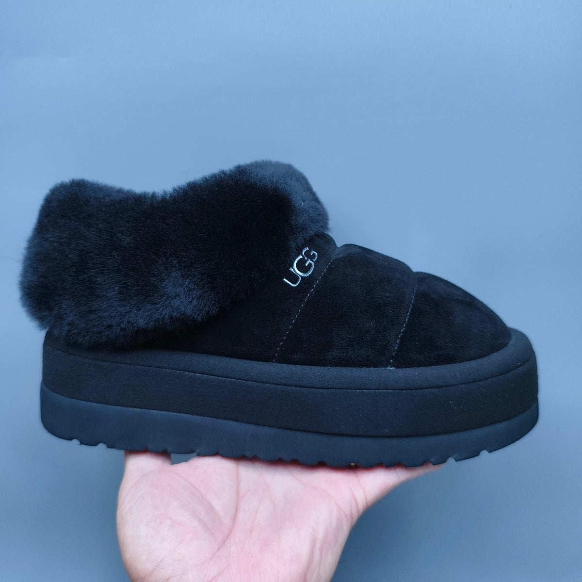 Black Platform Slip-On Casual Shoes | Style 6390