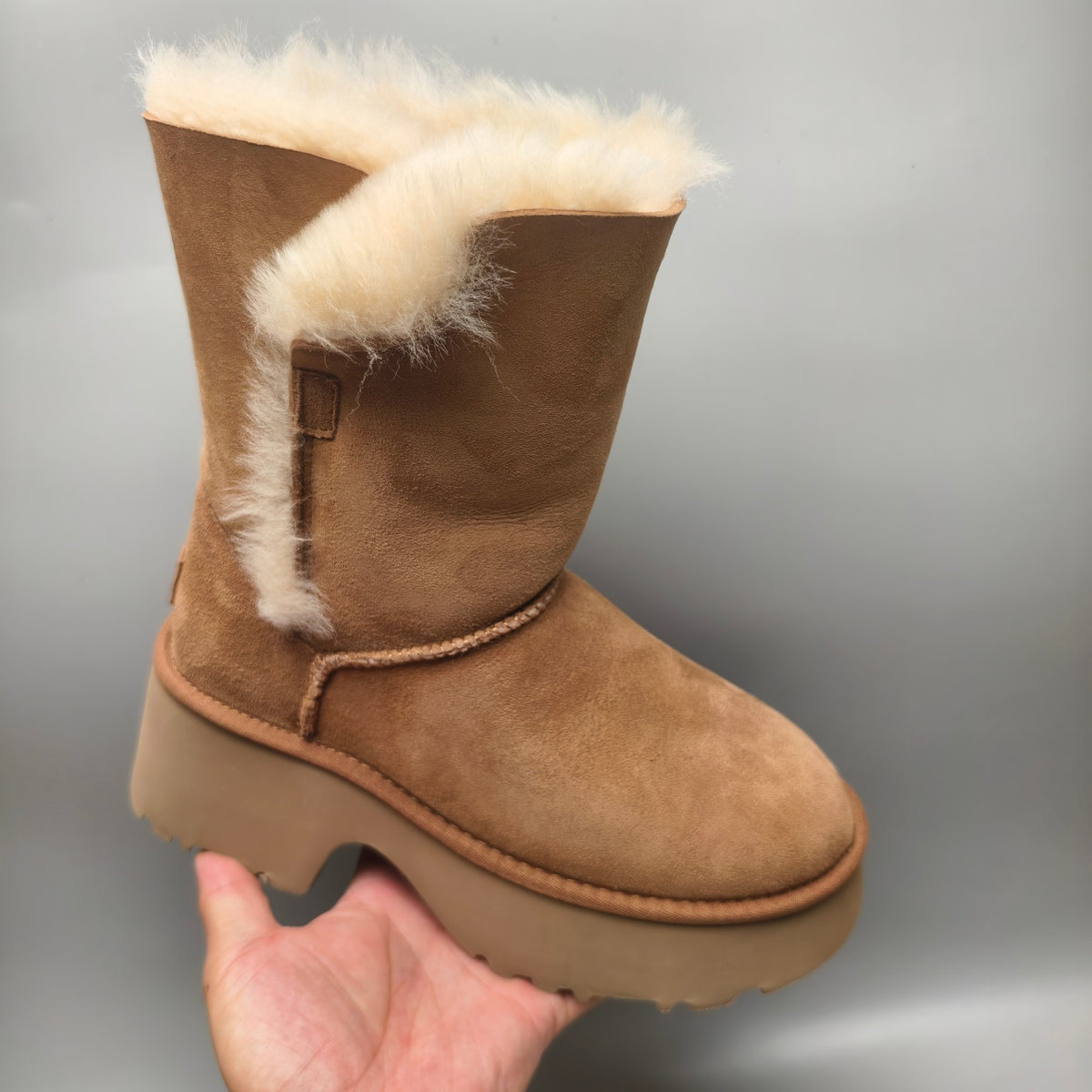 Women's Chestnut Platform Wedge Mid-Calf Boots | 1533