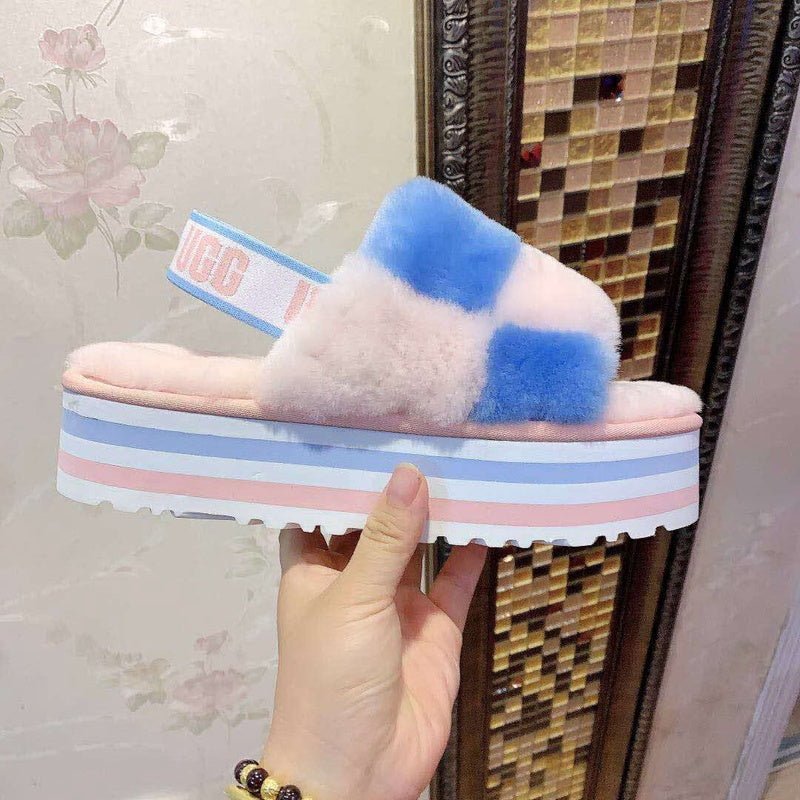 Pink Colorblock Platform Sandals | 3490